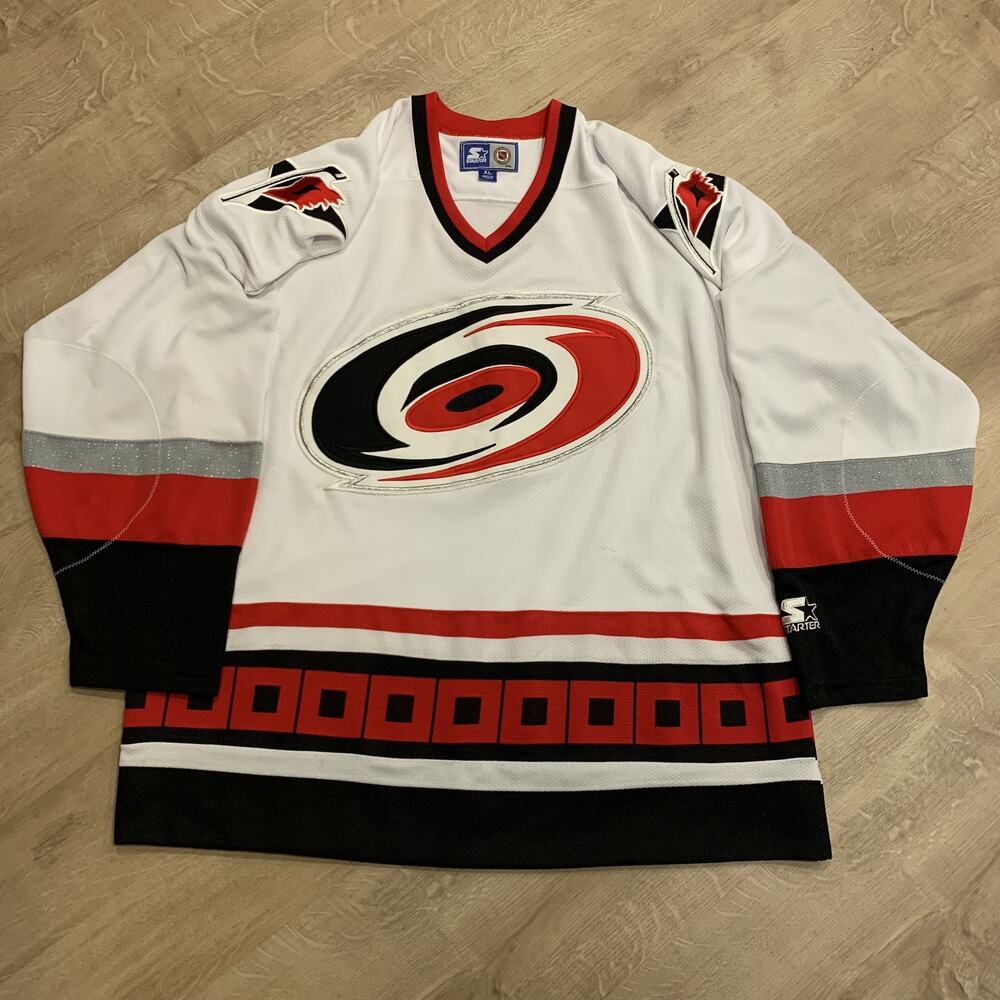 Vintage 90's Starter NHL Carolina Hurricanes Hockey Jersey Men's XL White Sewn